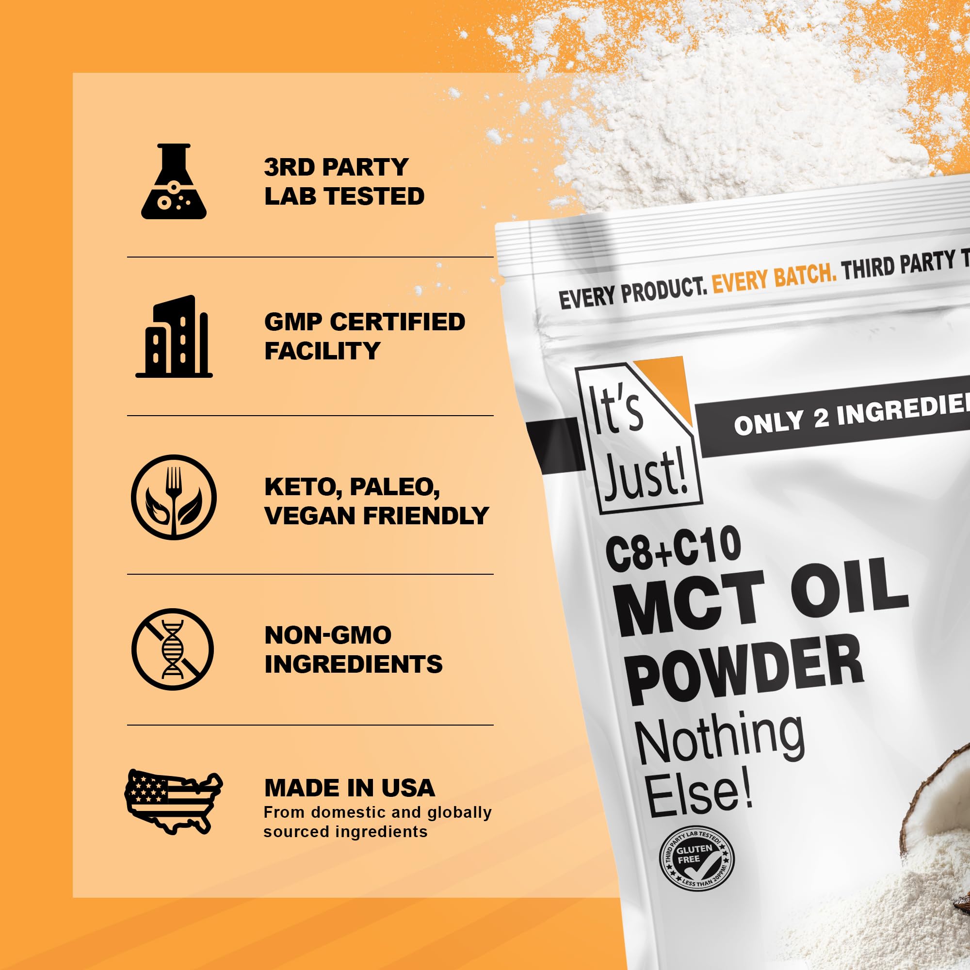 Acacia prebiotic fiber supports digestive health in MCT powder