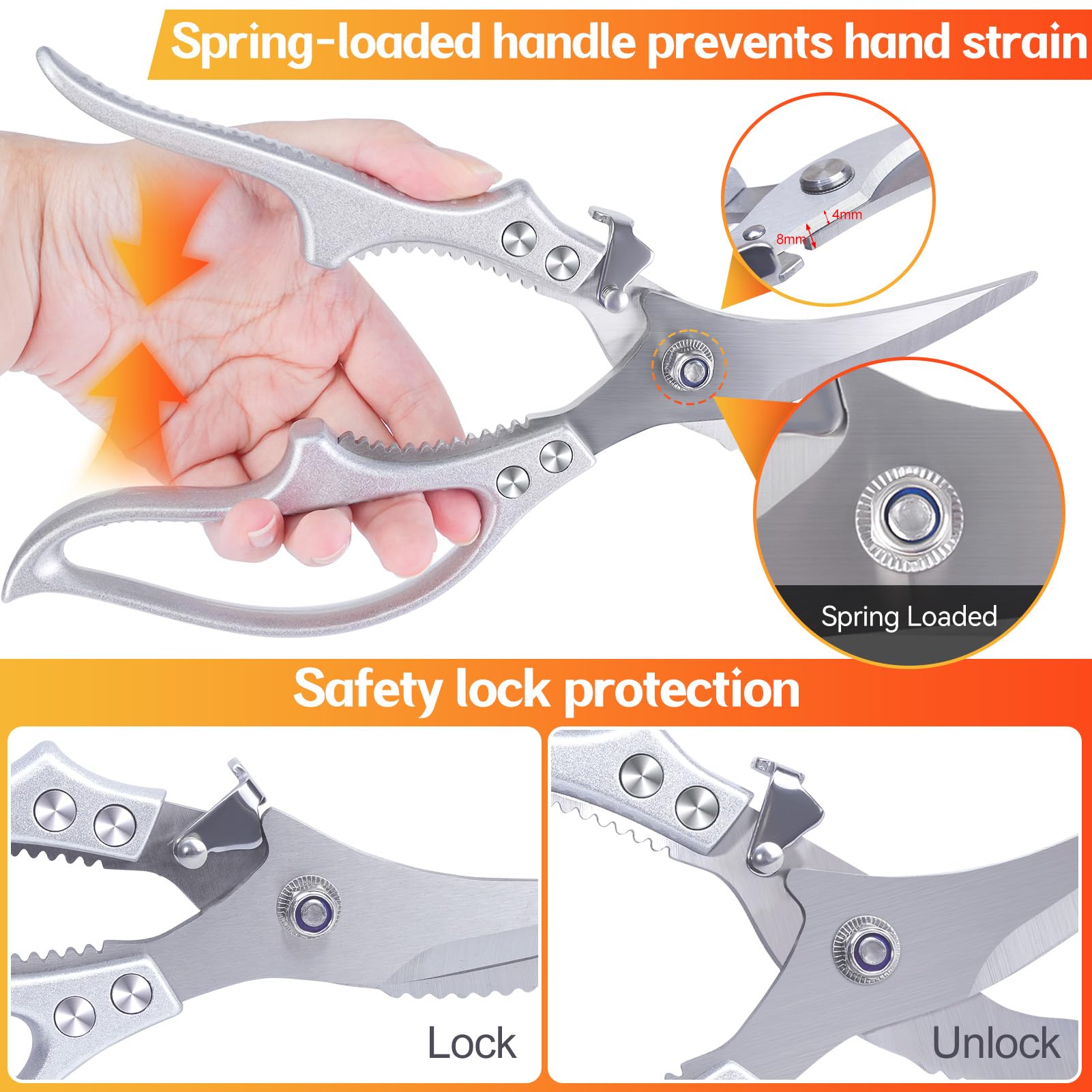 MDHAND kitchen shears anti-slip ergonomic handle