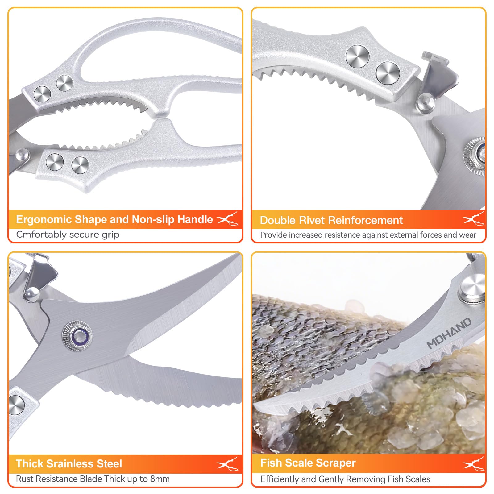 MDHAND dishwasher safe kitchen scissors packaging