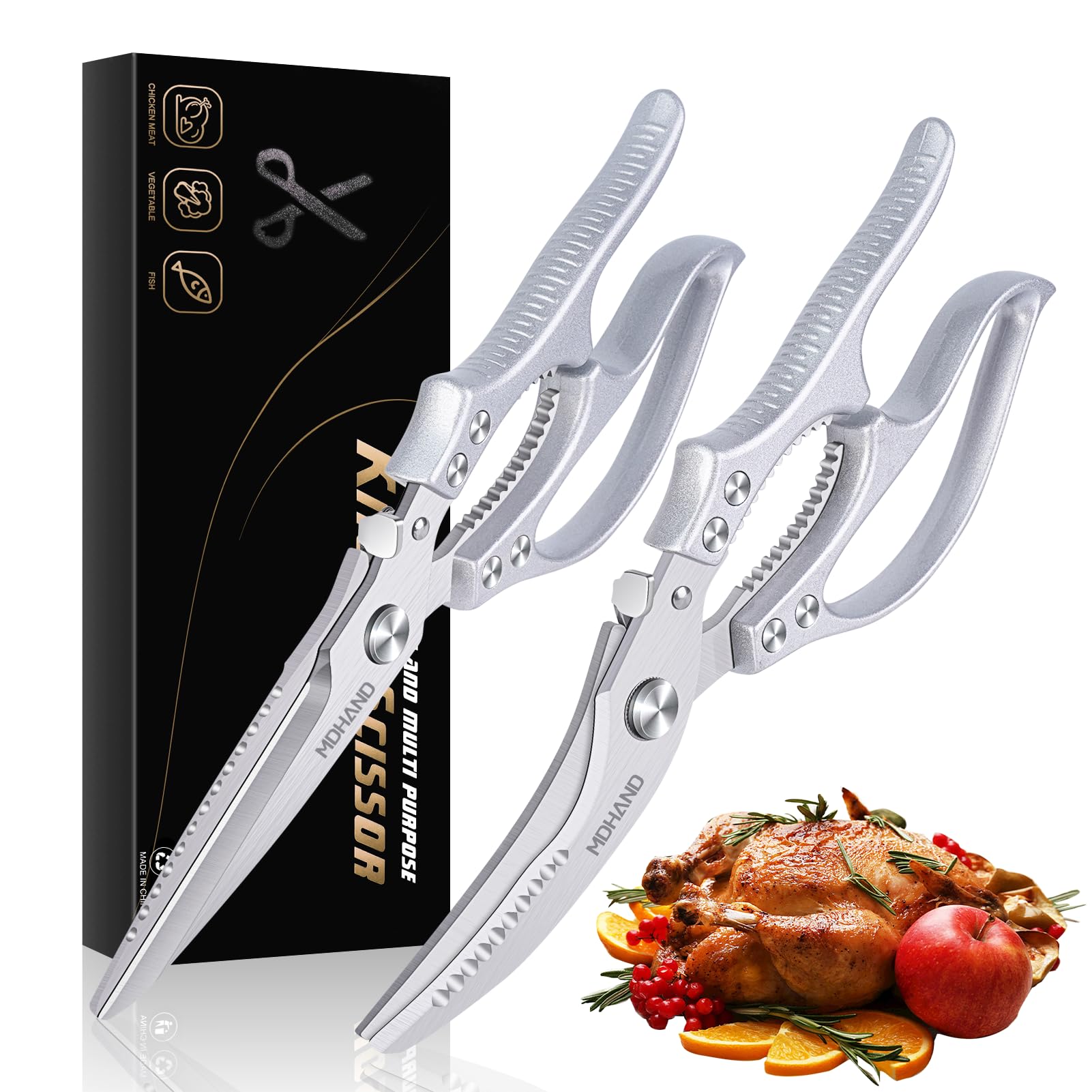MDHAND kitchen shears set heavy duty poultry scissors