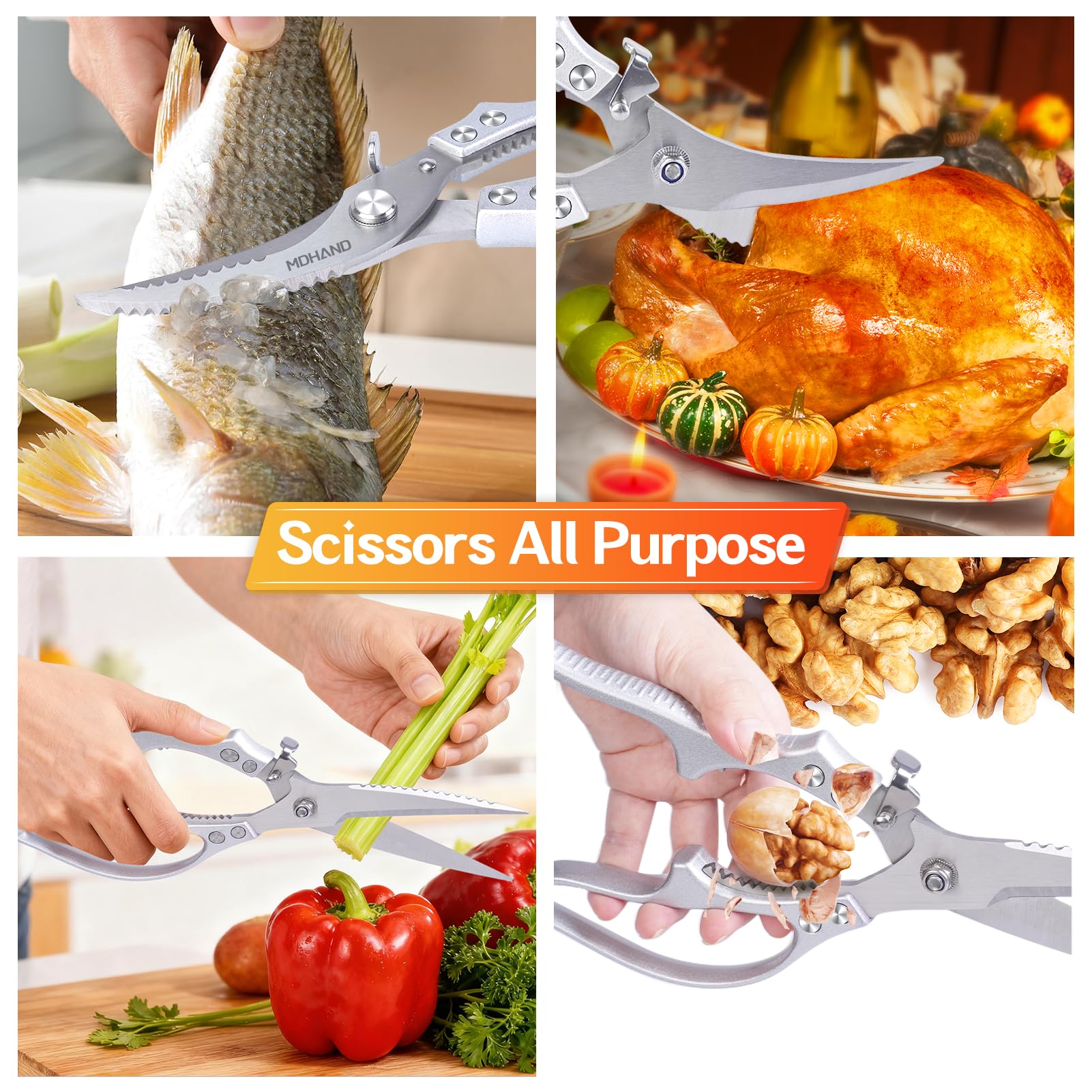 MDHAND kitchen scissors safety lock feature