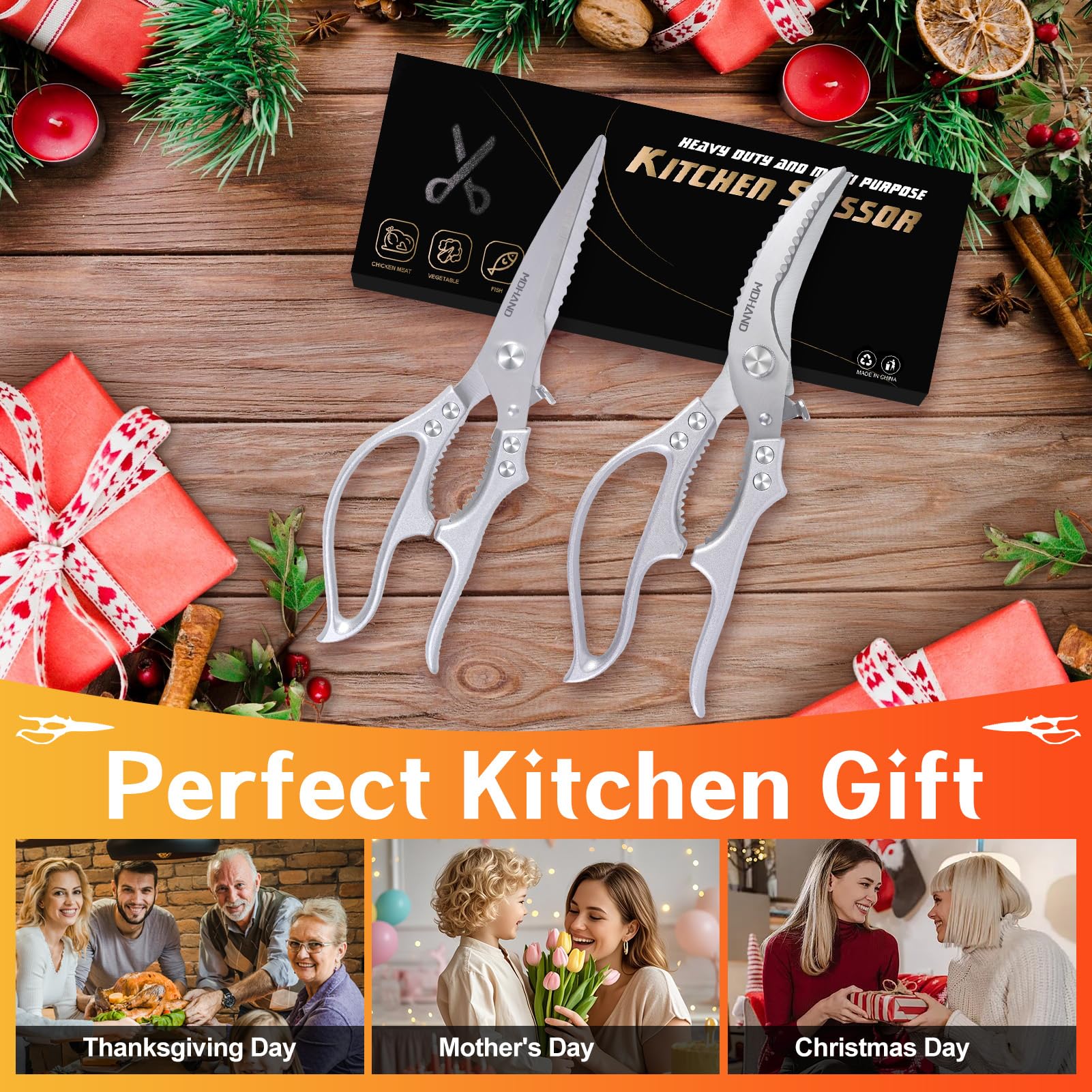 MDHAND multi purpose kitchen shears cutting meat fish vegetables