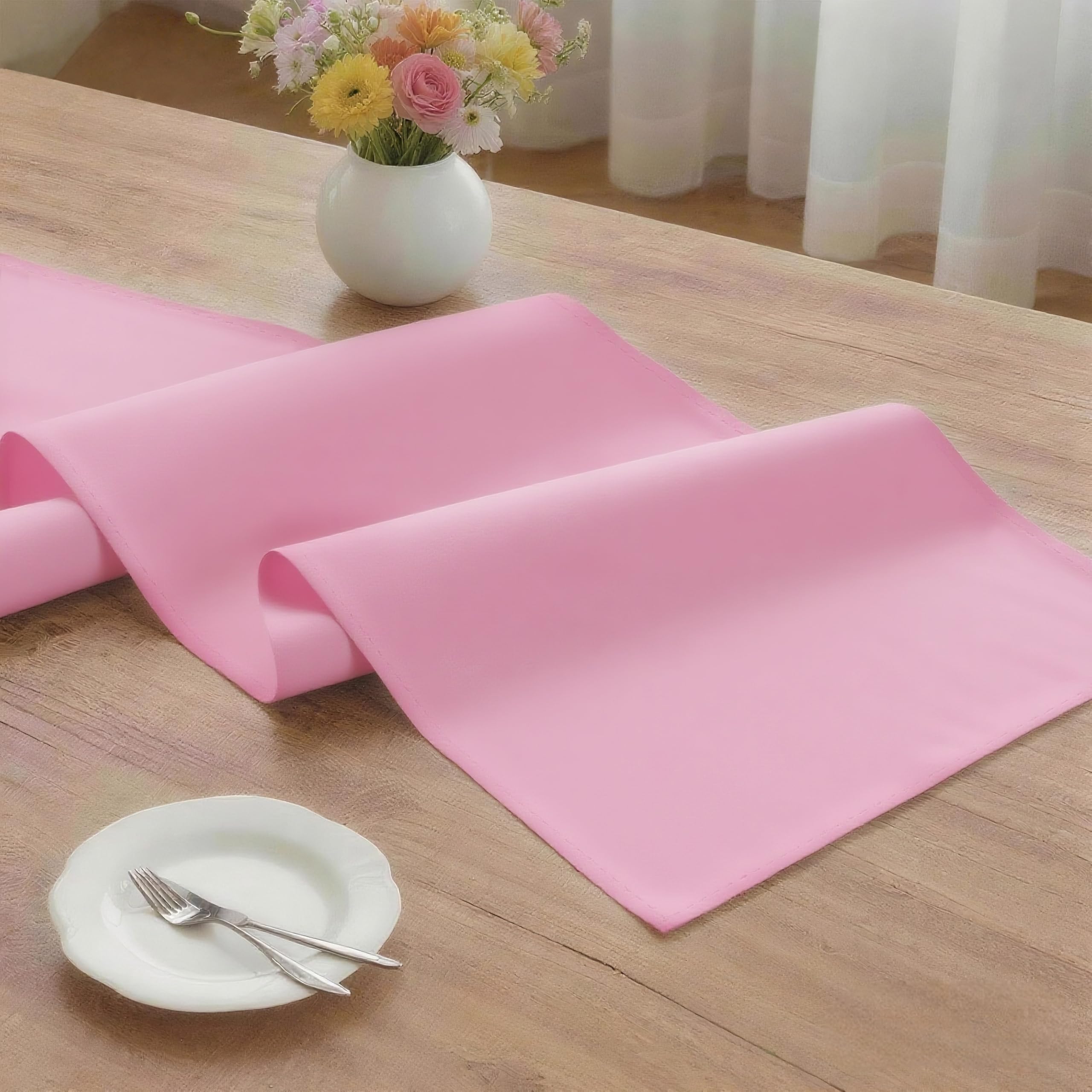 MEANMOY pink table runner 210gsm polyester weave detail