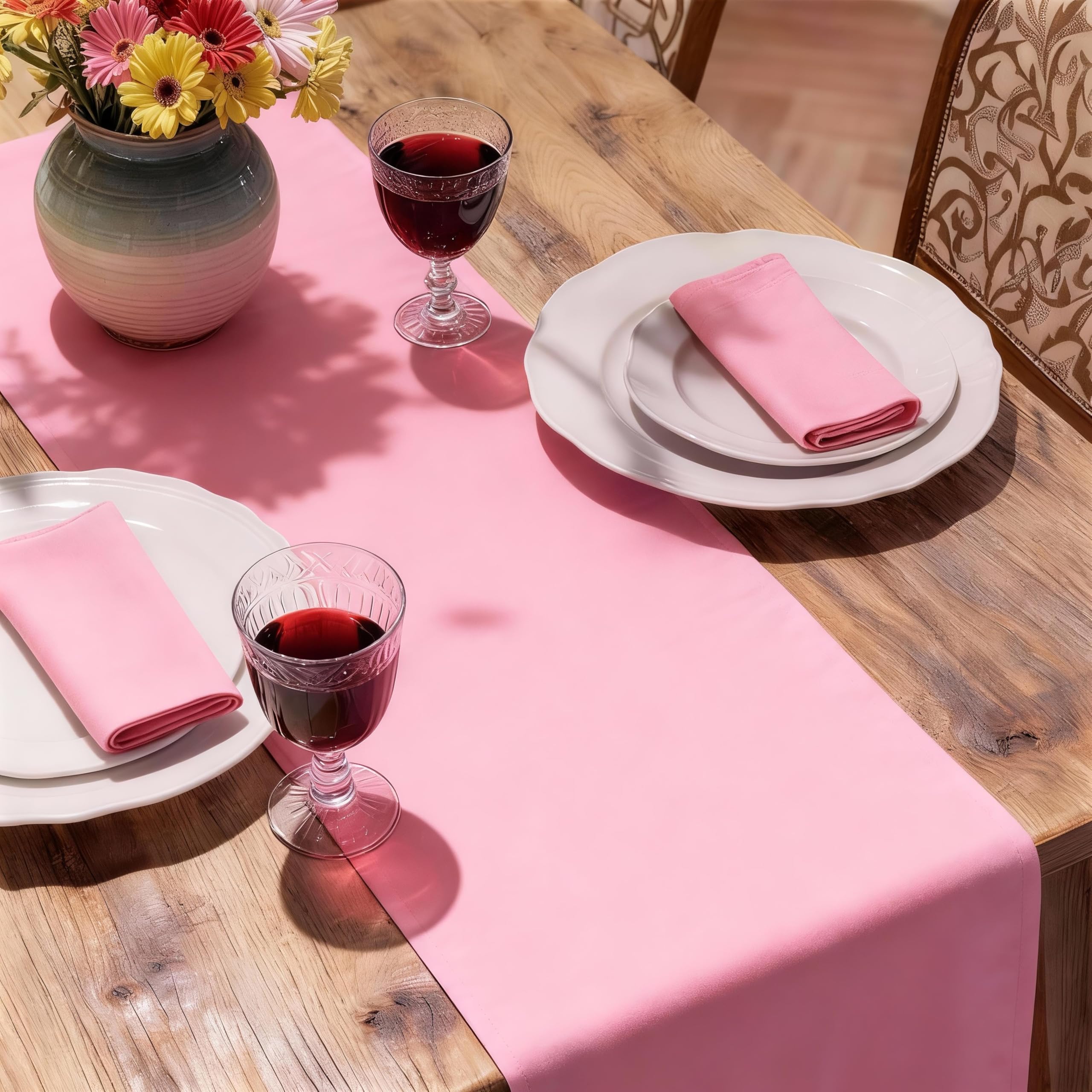 Indoor outdoor use MEANMOY pink table runner 60 inch