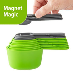 green cups with multiple sizes close up