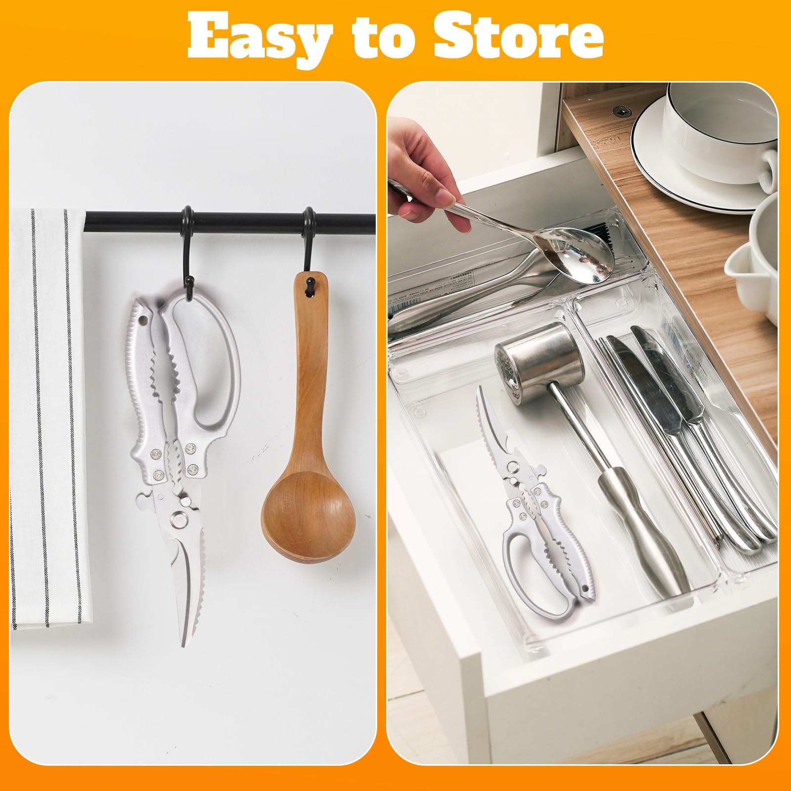 Heavy duty poultry scissors in meat and bone task context