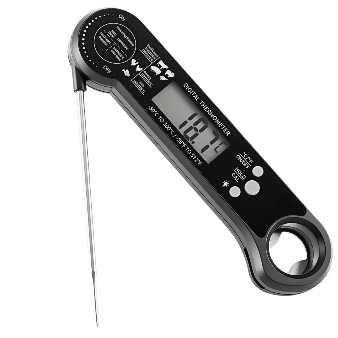Meat Thermometer Digital IP67 waterproof with foldable probe