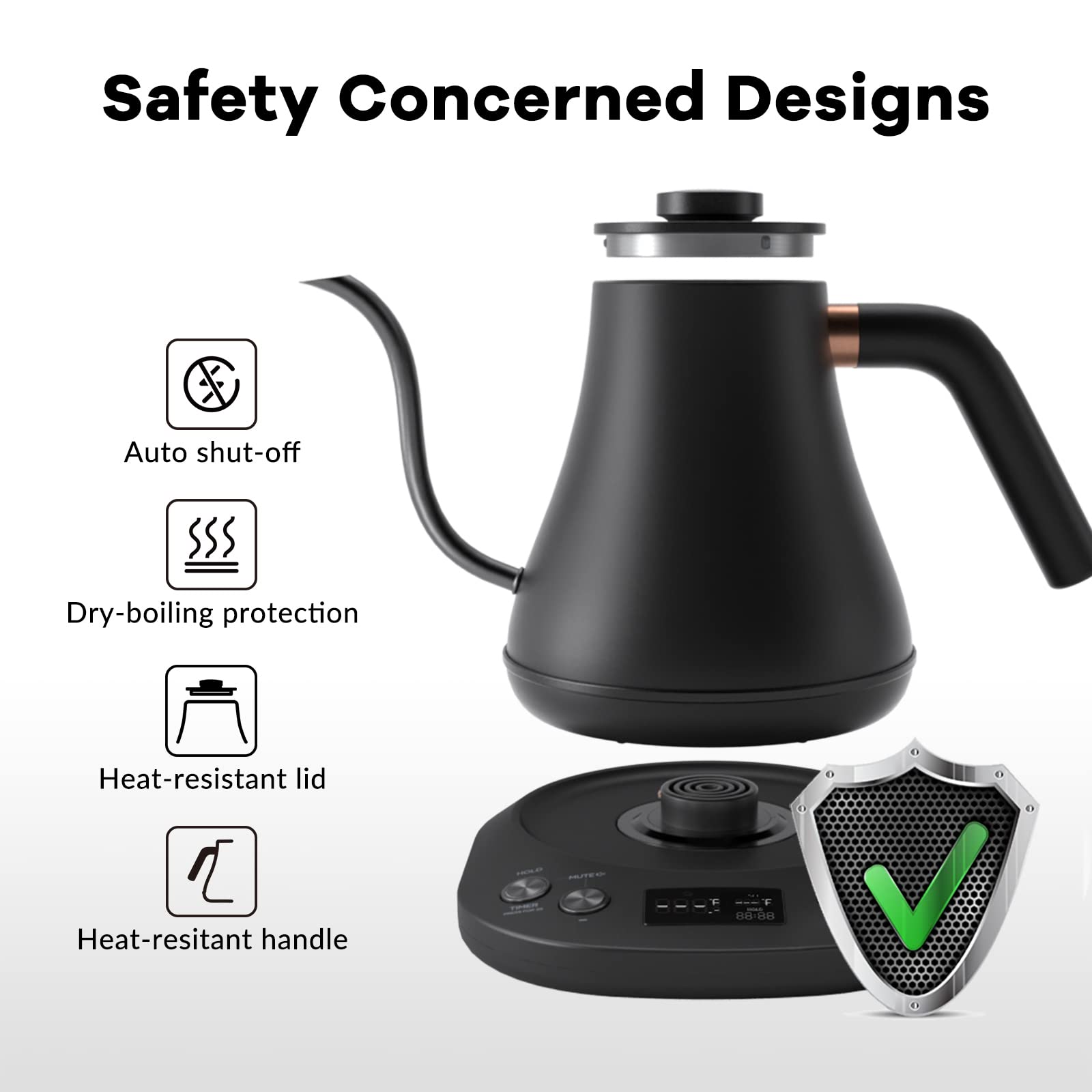 Auto shut-off and anti-dry protection features on Mecity kettle