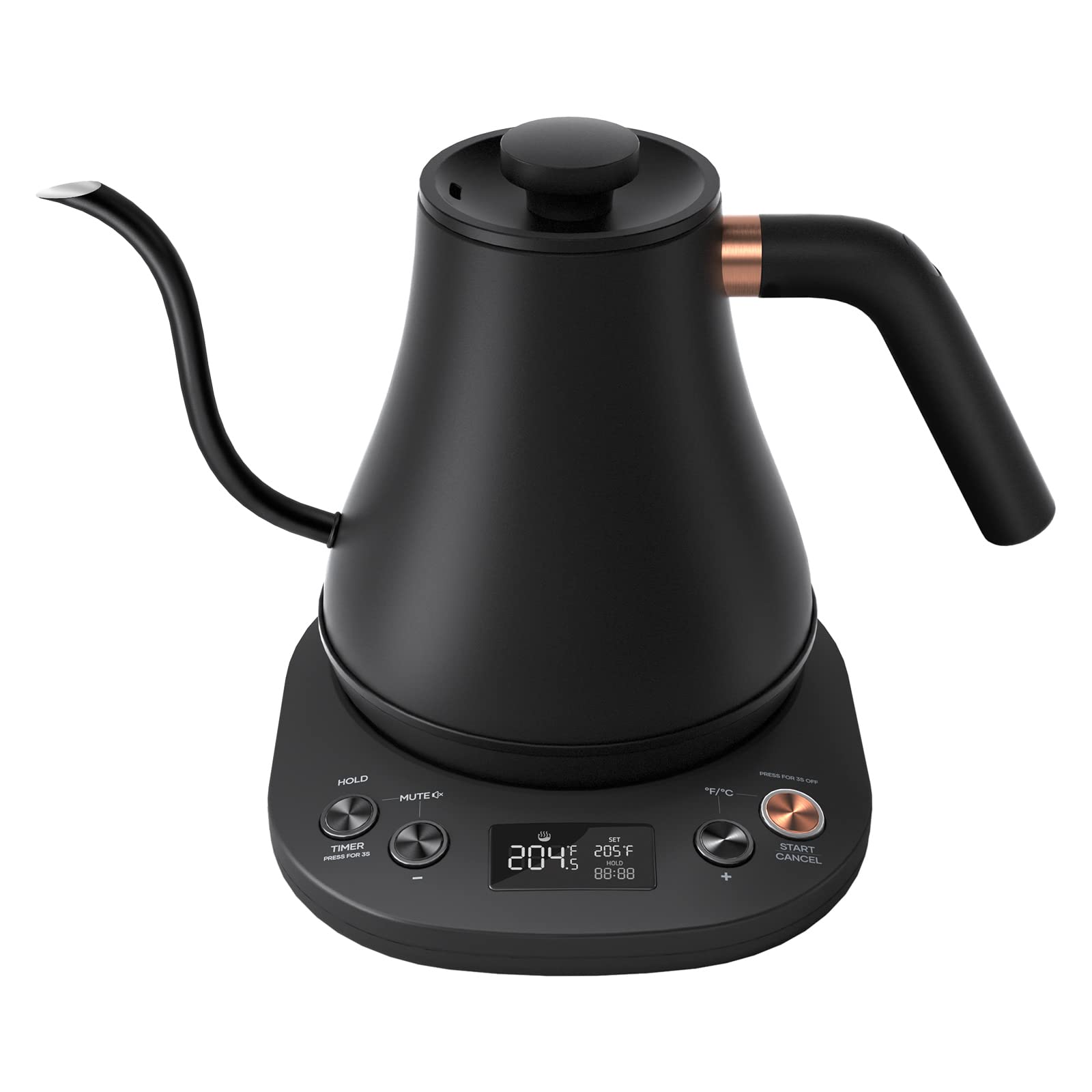 Mecity electric kettle gooseneck matt black on countertop