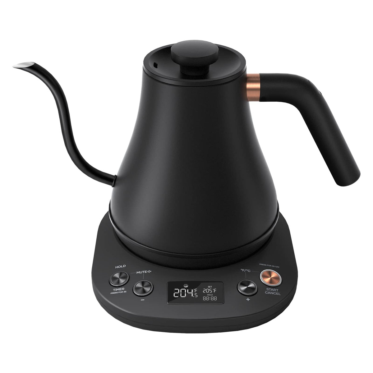 Mecity electric kettle gooseneck matt black on countertop