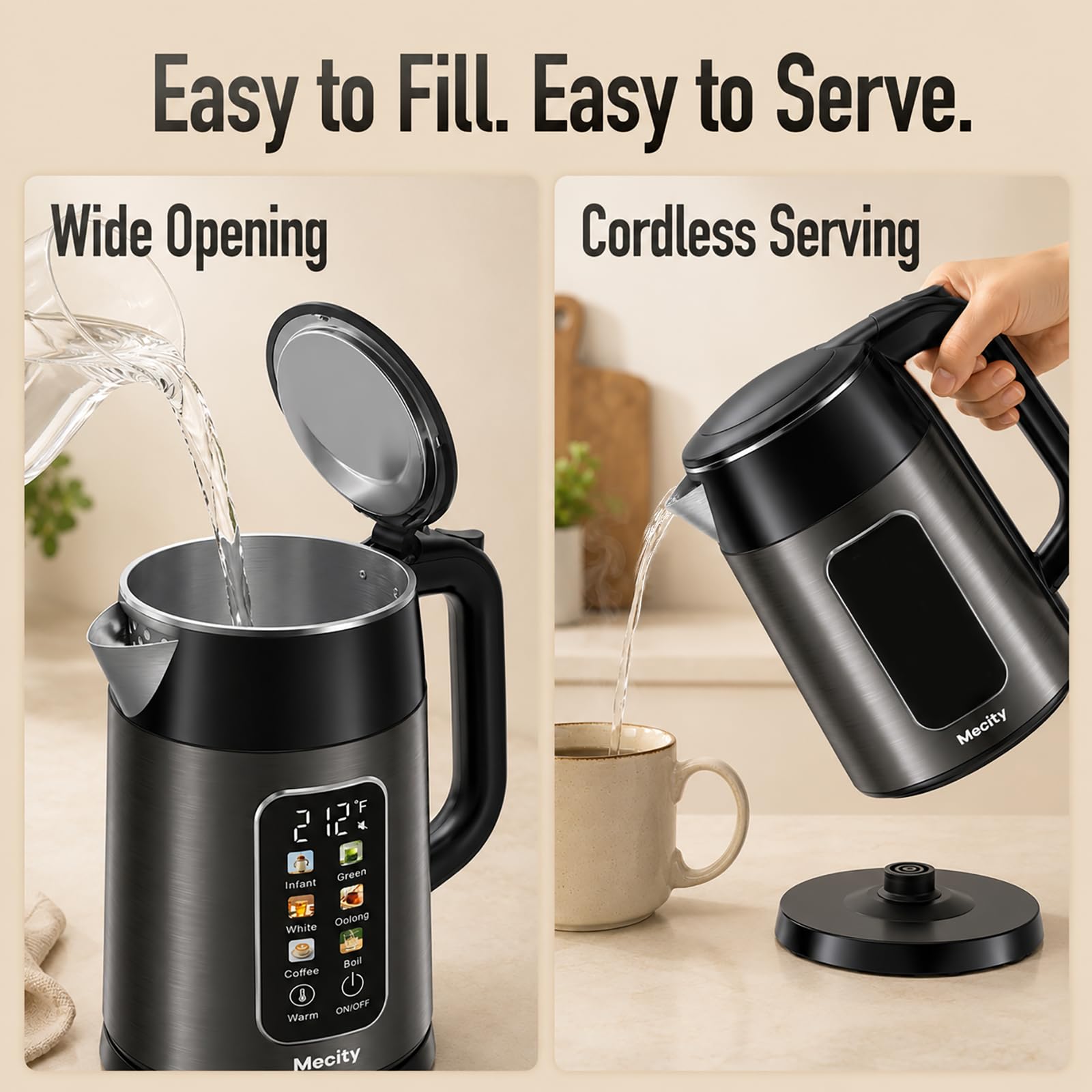 No plastic contact with water Mecity kettle