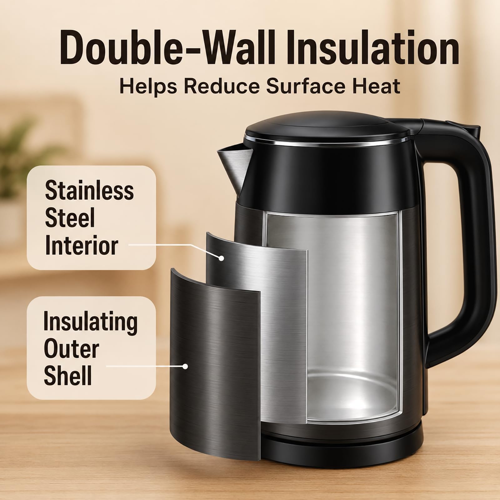Large 1.7 L capacity Mecity electric kettle