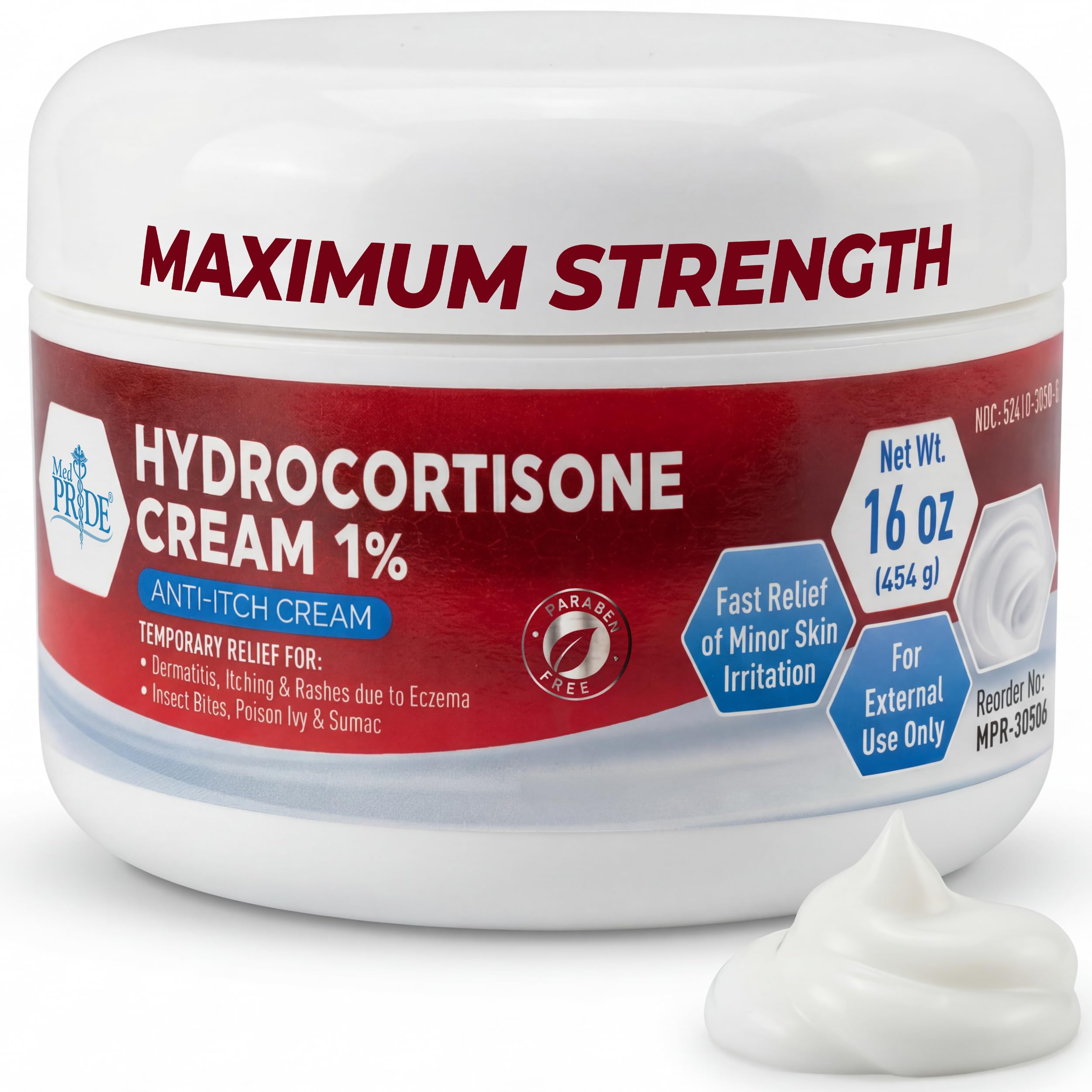 MED Pride 1% Hydrocortisone Cream 16 oz bulk jar
