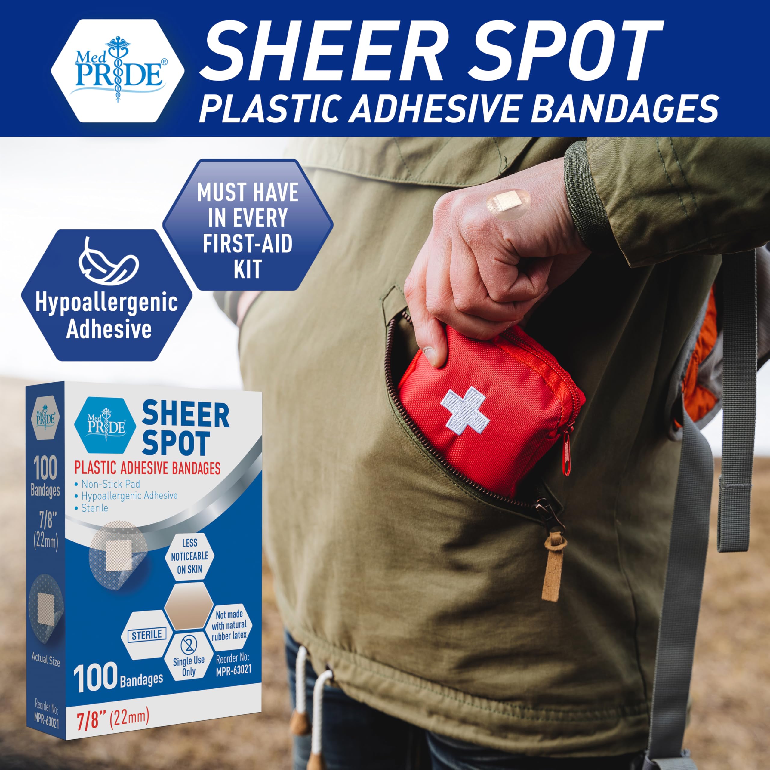 Small round spot bandages for face 100 count MED PRIDE