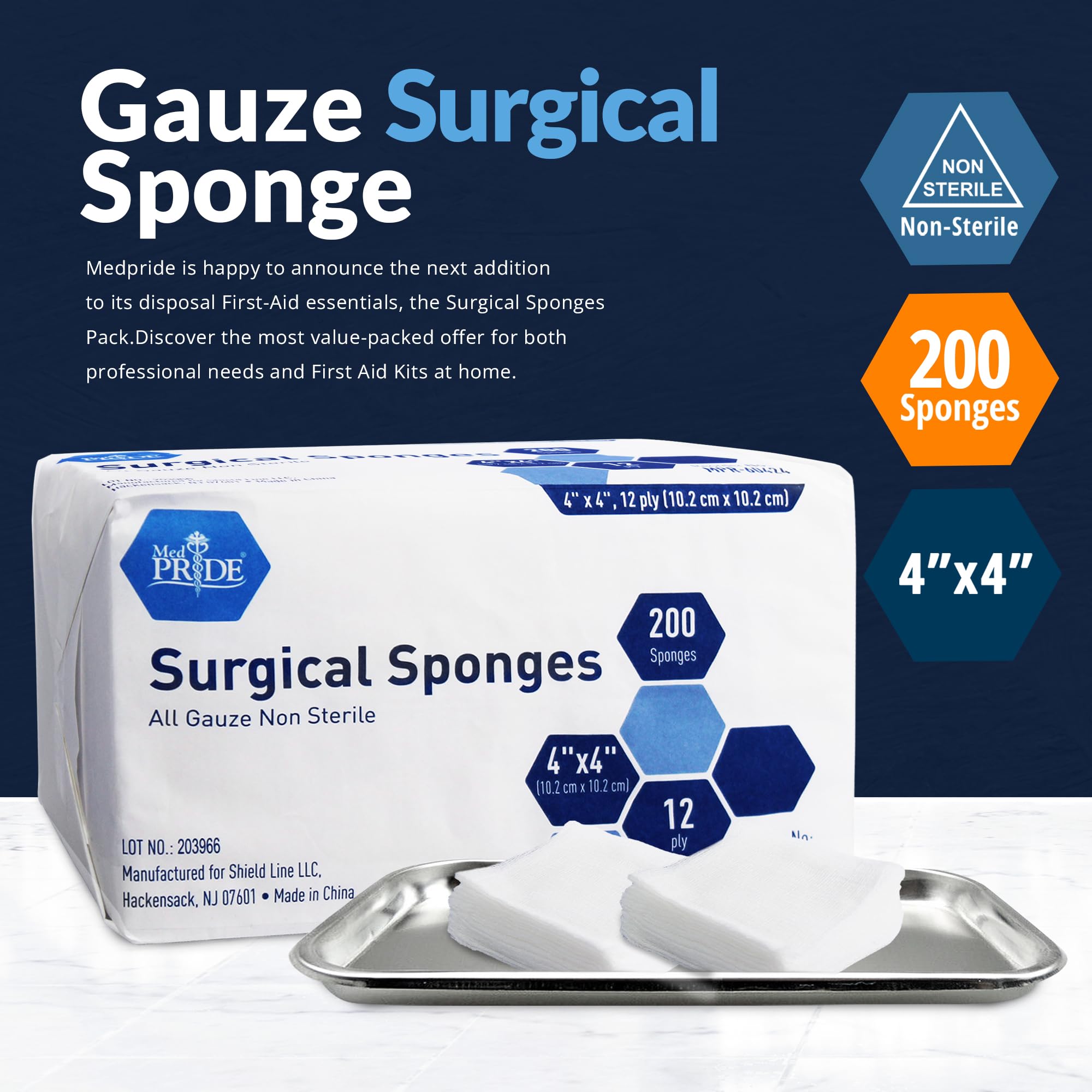 4x4 inch gauze pads for wound care MED PRIDE