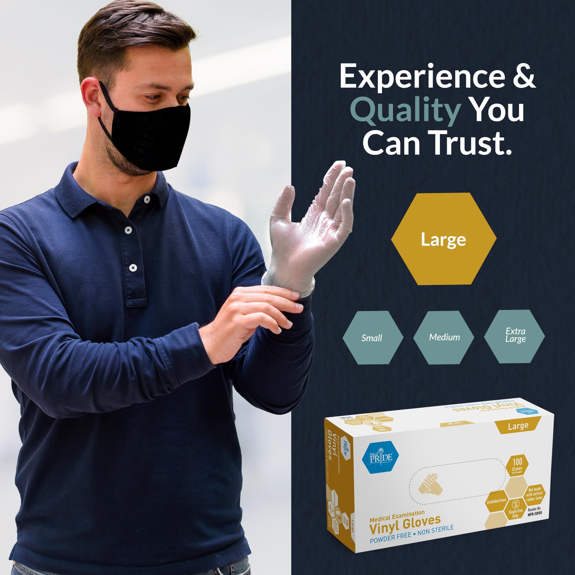 Disposable latex-free gloves in large size