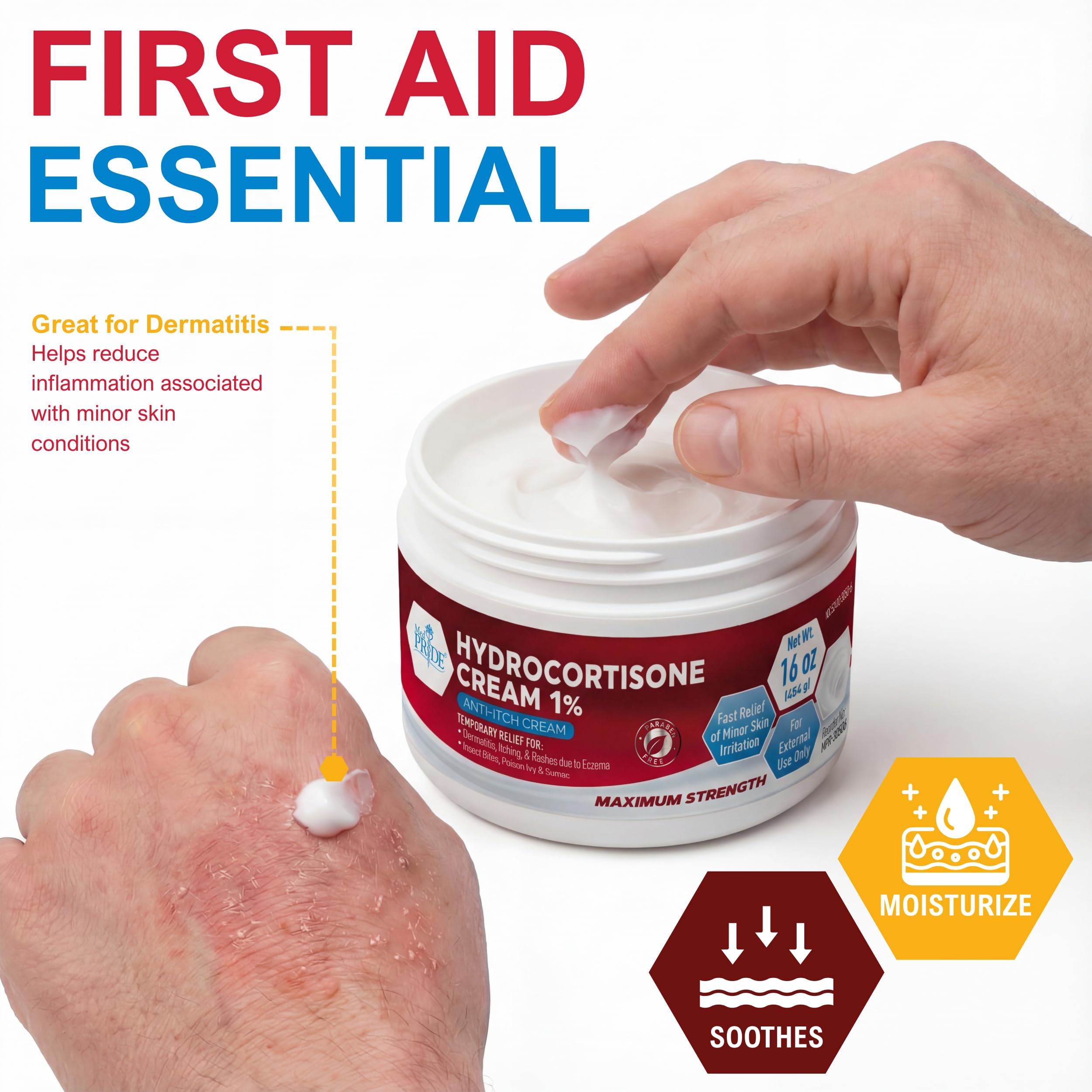 Hydrocortisone cream 1% bulk 16 oz for eczema relief