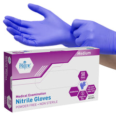 MED PRIDE nitrile medical exam gloves medium 50-count packaging