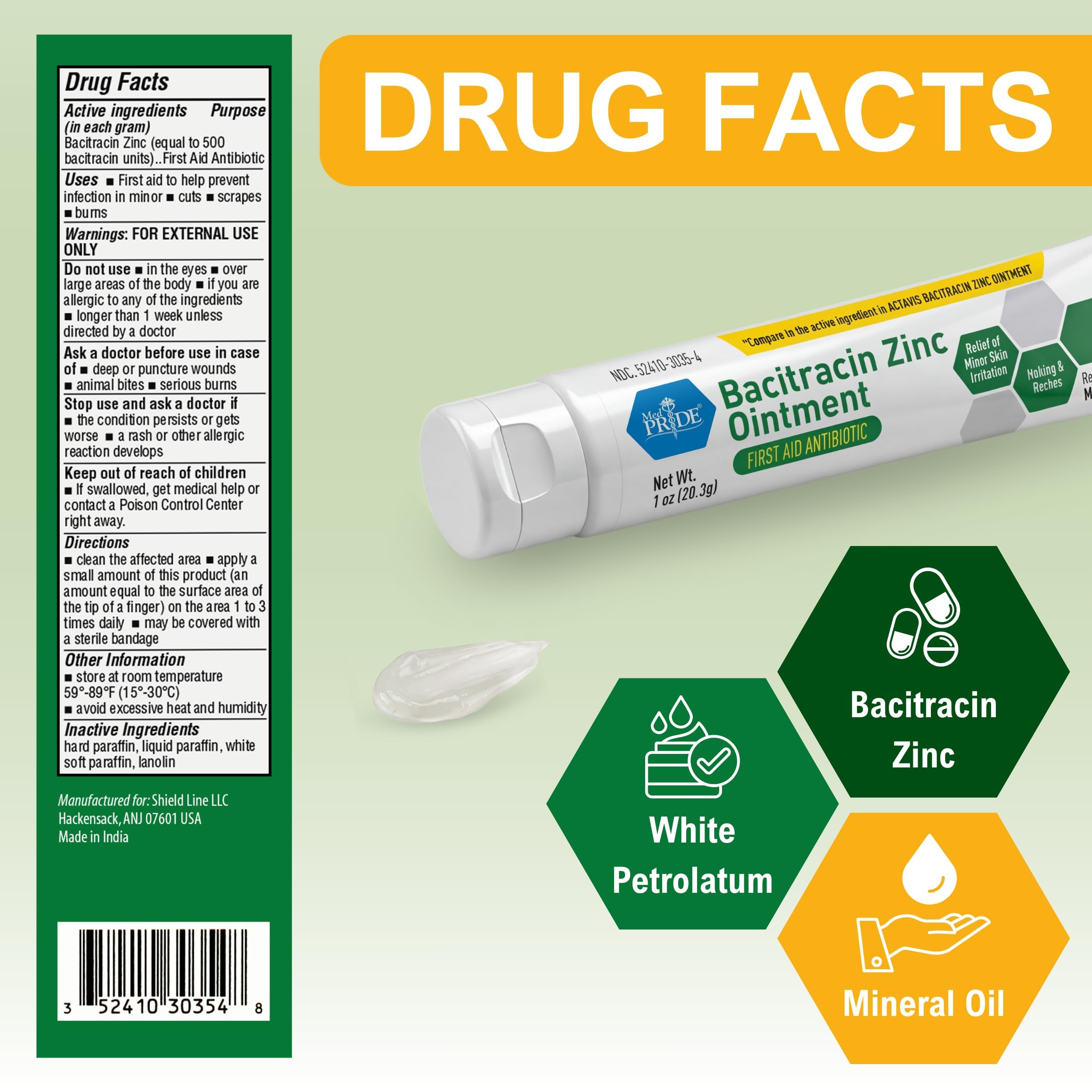 MED PRIDE Bacitracin Zinc Ointment 1 oz for first aid kit