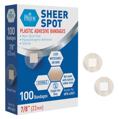 MED PRIDE sterile round clear spot bandages 7/8 inch pack