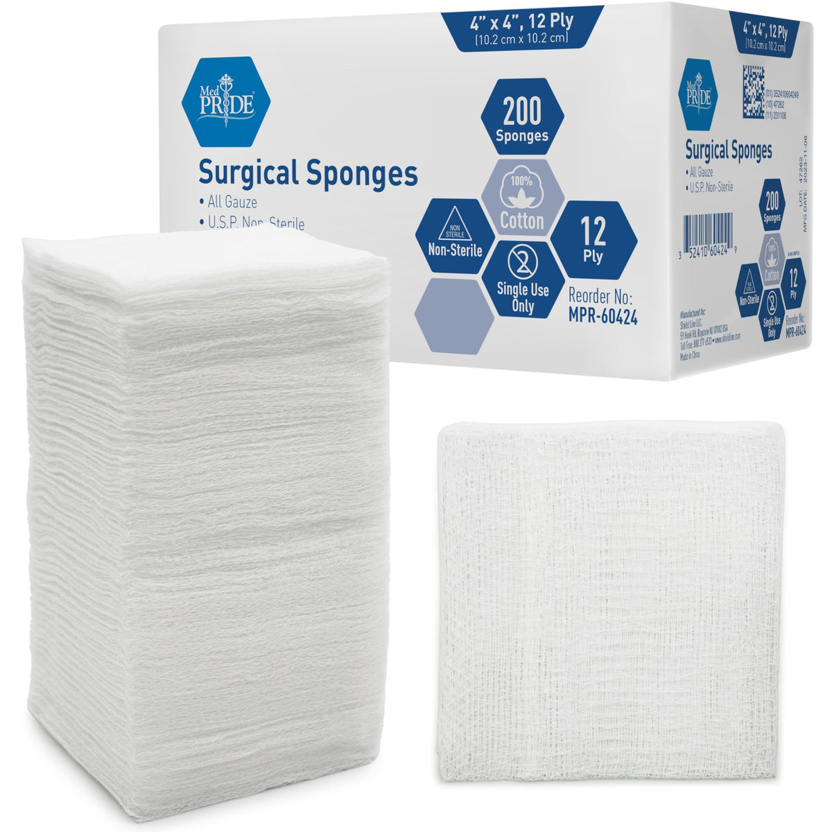 MED PRIDE surgical gauze sponges 4 x 4 inch non sterile pack