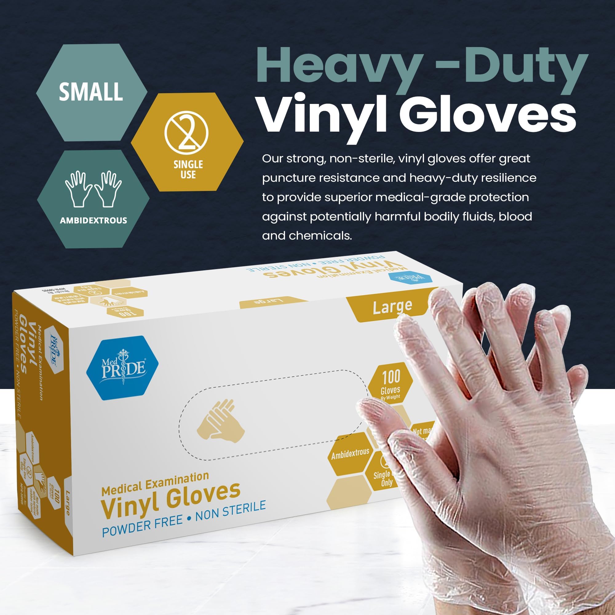 Clear latex-free vinyl gloves for healthcare use