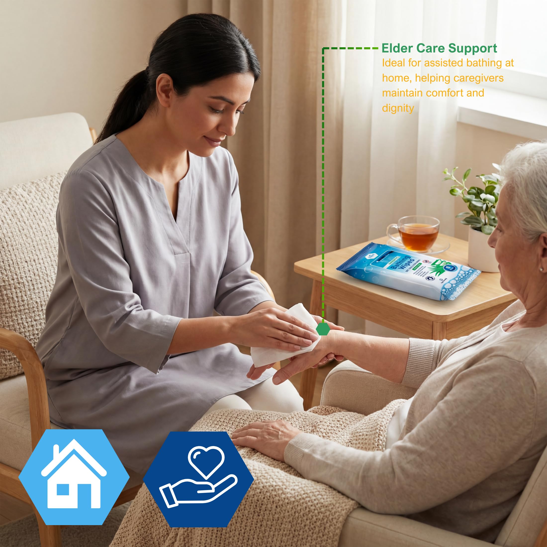 Convenient waterless cleansing wipes for adults