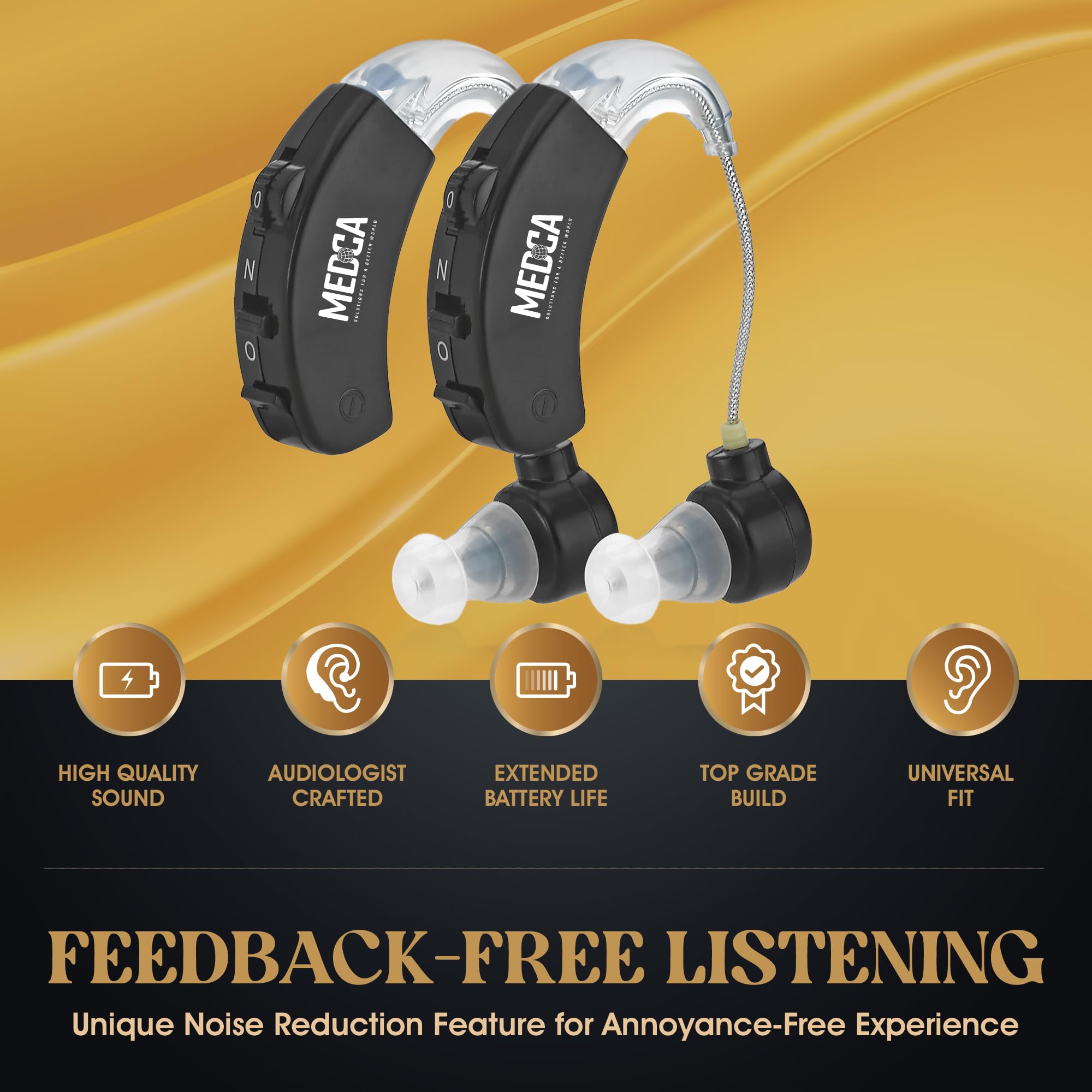 No programming required MEDca Behind the Ear Sound Amplifier