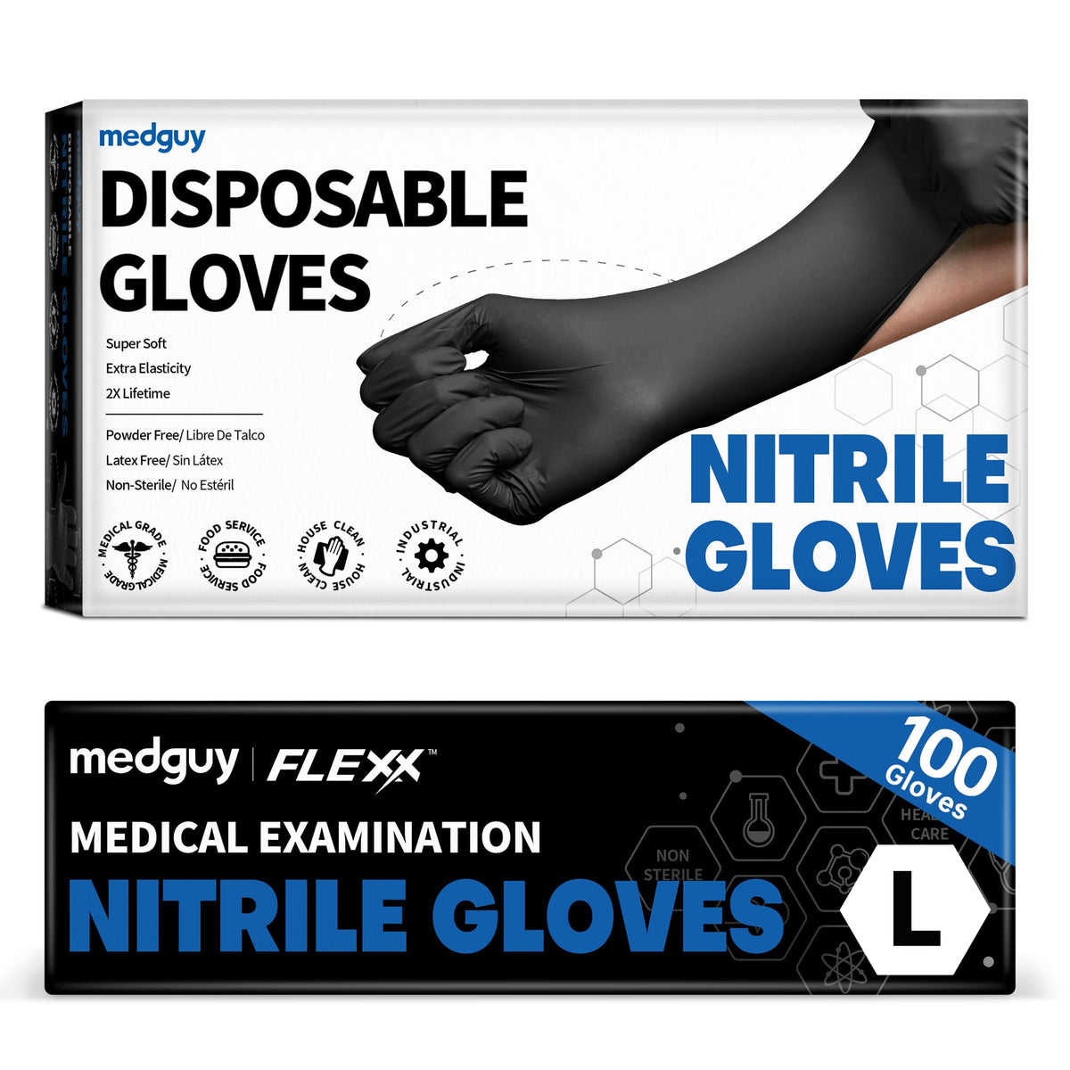 Medguy Flexx nitrile disposable gloves black color