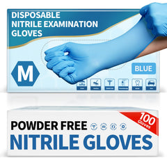 Medguy Medical blue nitrile disposable exam gloves 100 count medium size