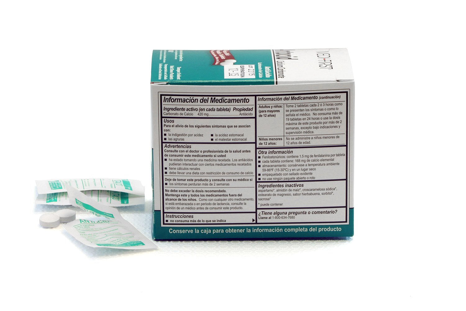 Individually wrapped Medi-First 80233 antacid packets for on the go