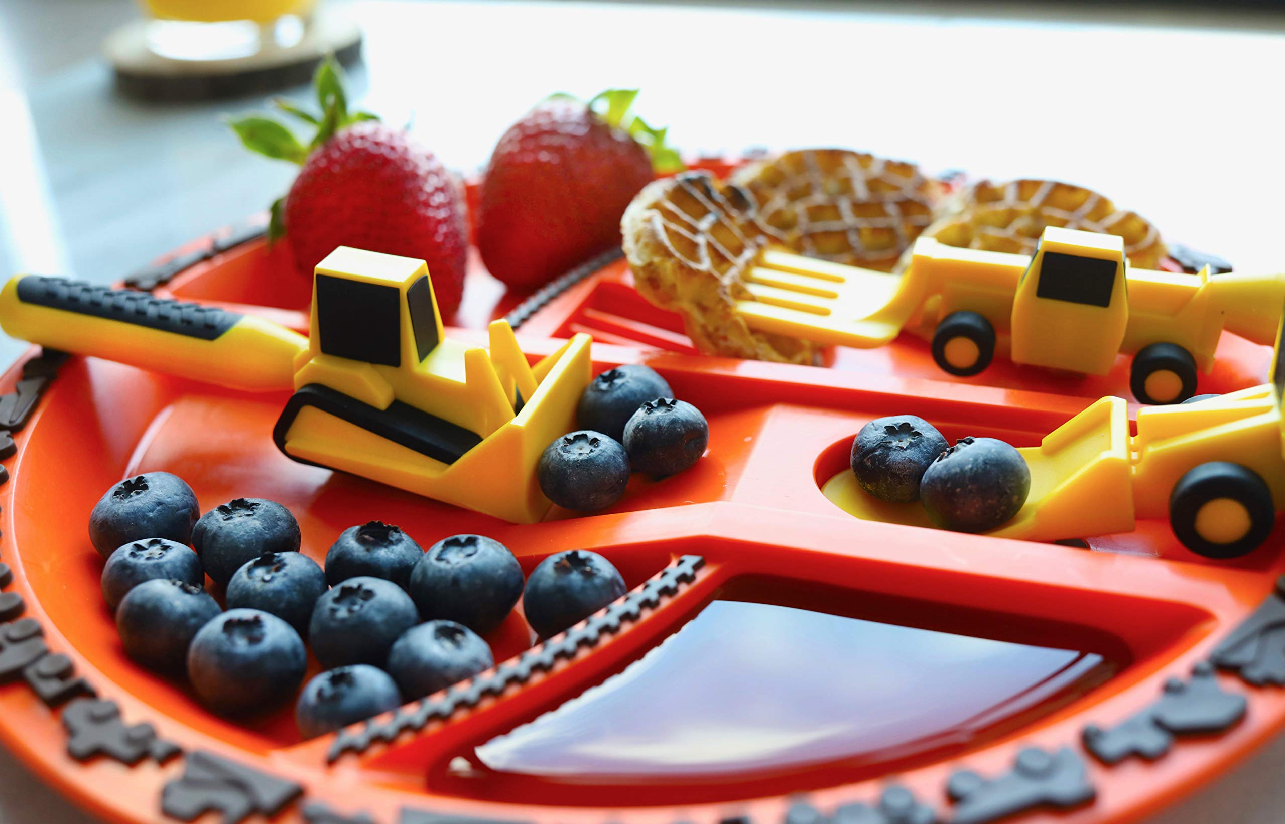 Toddler dinnerware with plates and utensils from Constructive Eating