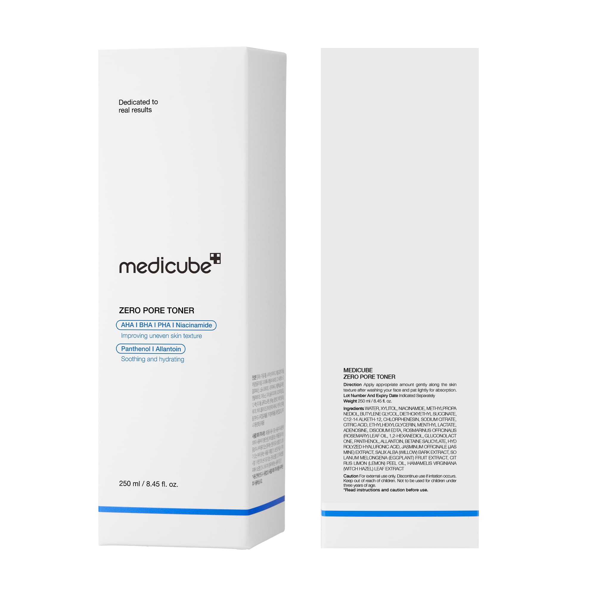 medicube Zero Pore Exfoliating Hydrating Toner close up label text