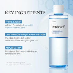 medicube Zero Pore Exfoliating Hydrating Toner packaging on white background