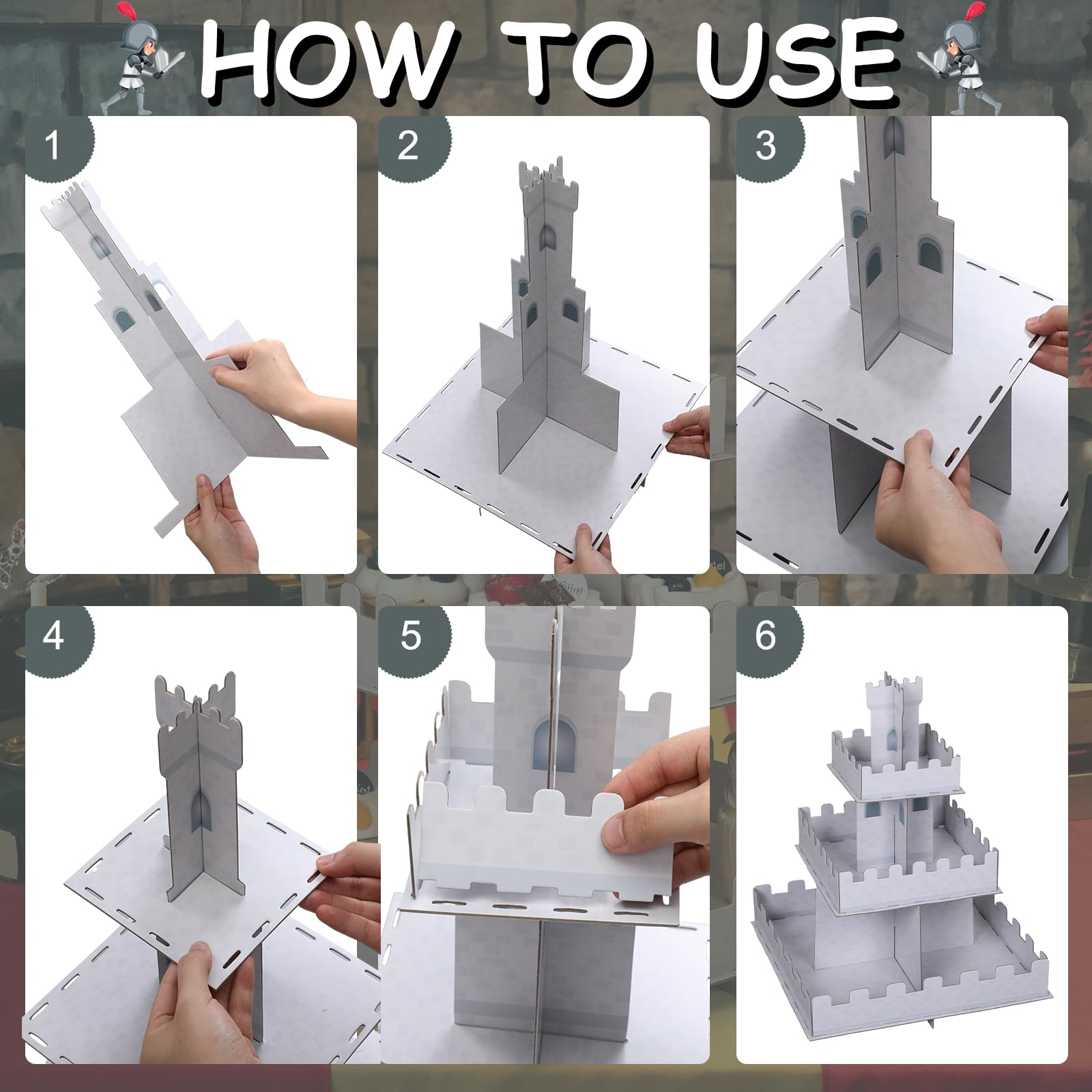 Lightweight paper castle cupcake stand ready to assemble