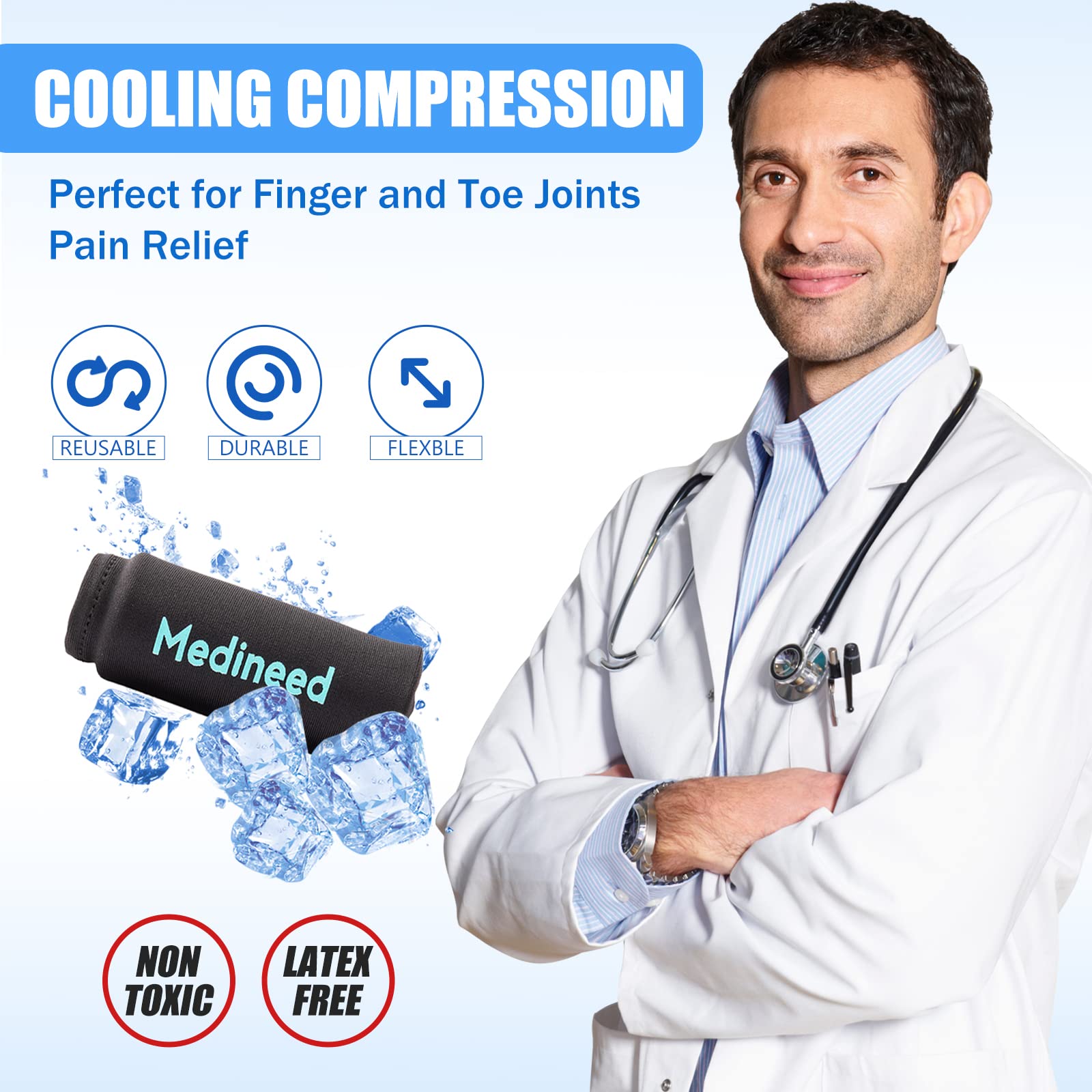 Medineed 2PCS finger gel ice pack sleeves packaging