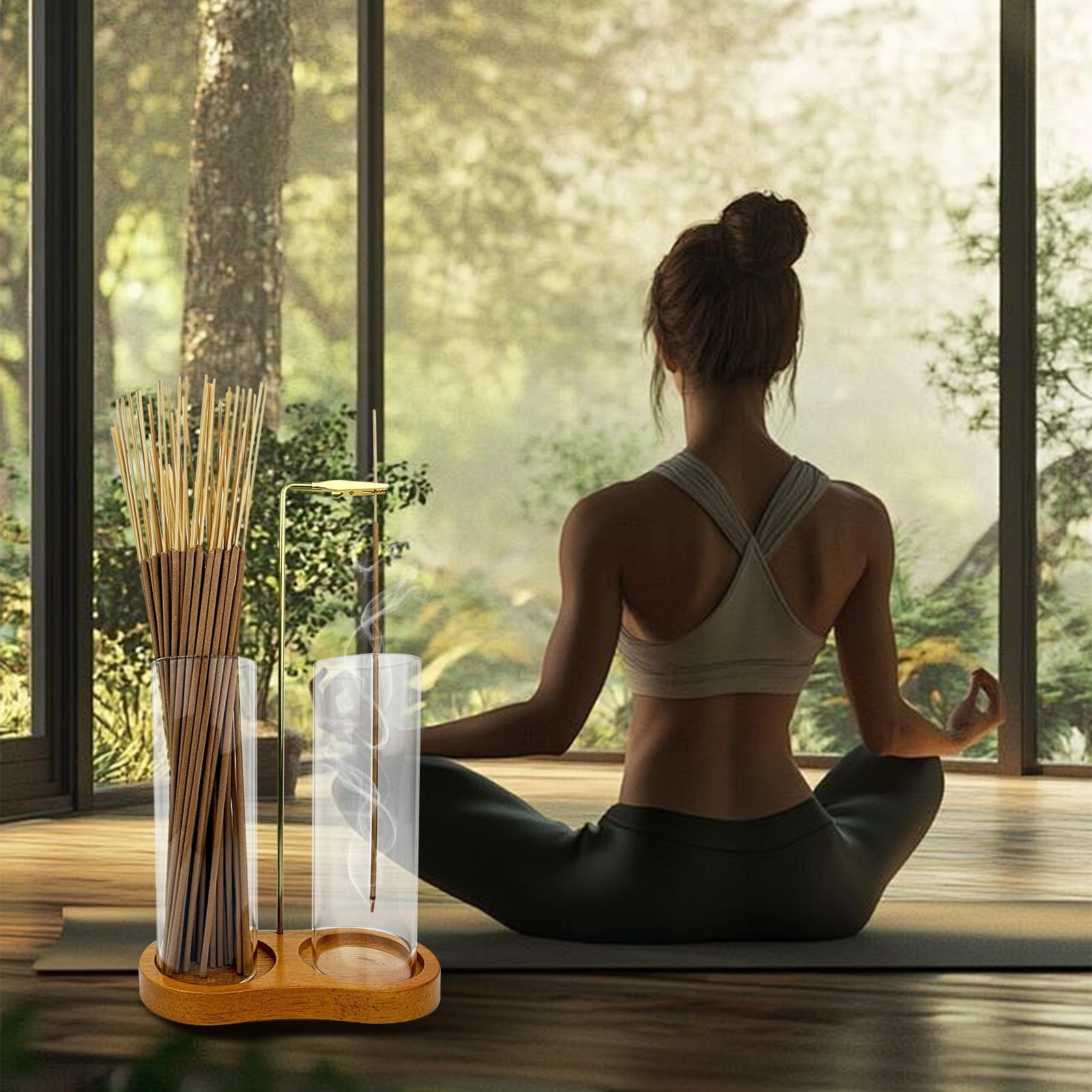Gift-ready incense holder set shown with brush and tubes