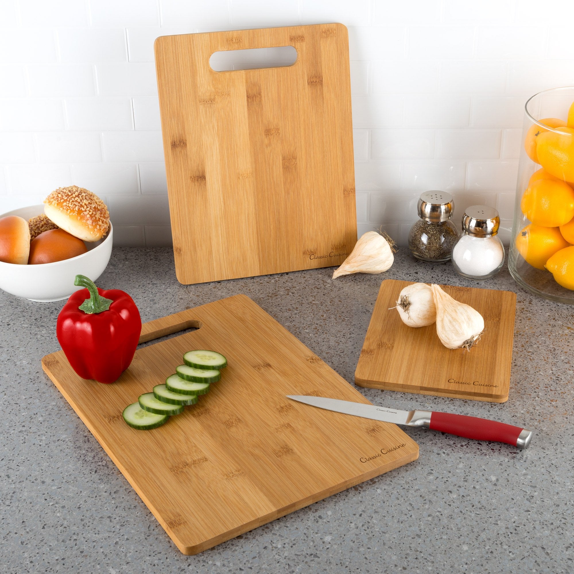 Classic Cuisine bamboo cutting board set large board 13x9.5