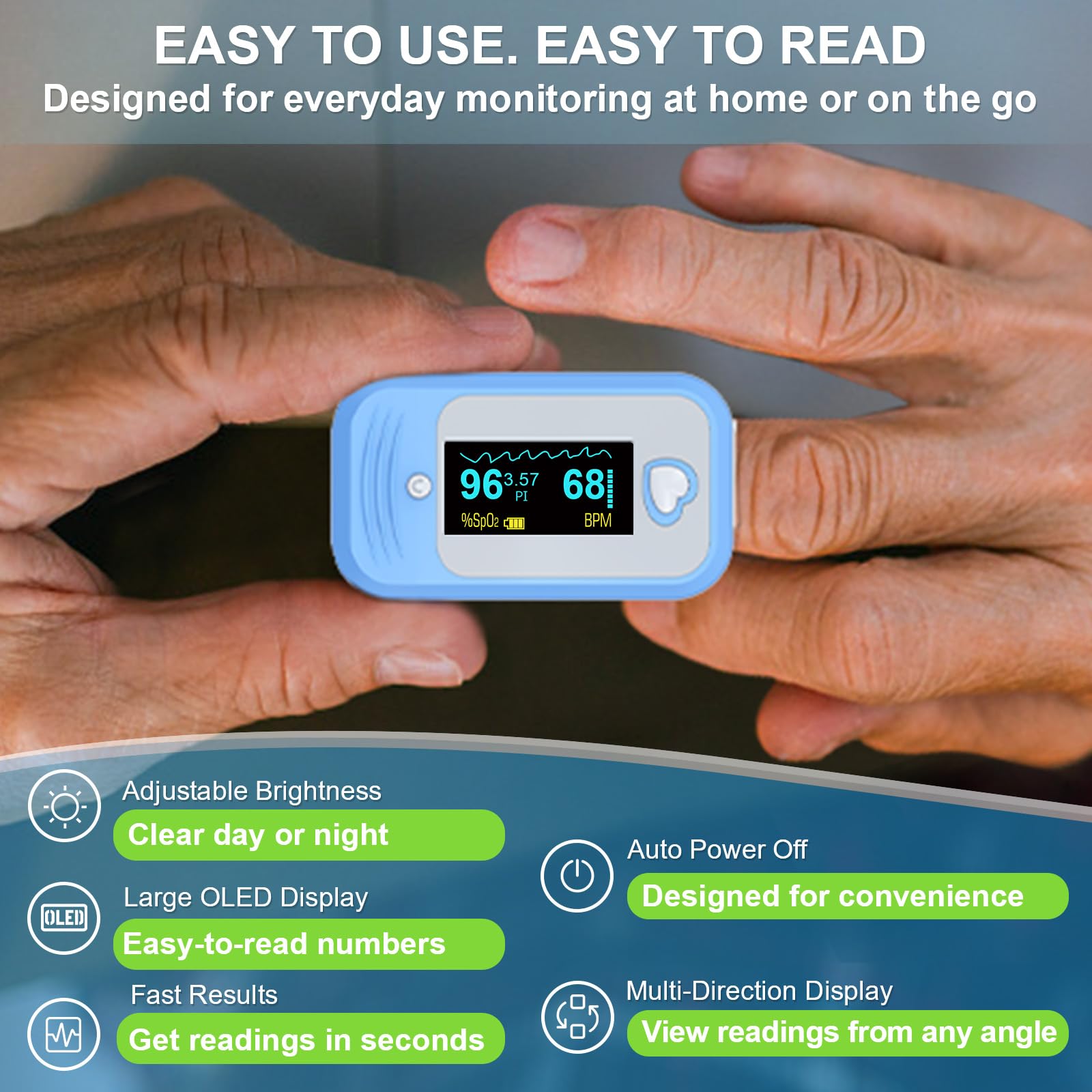 AM801 compact fingertip oximeter for home use