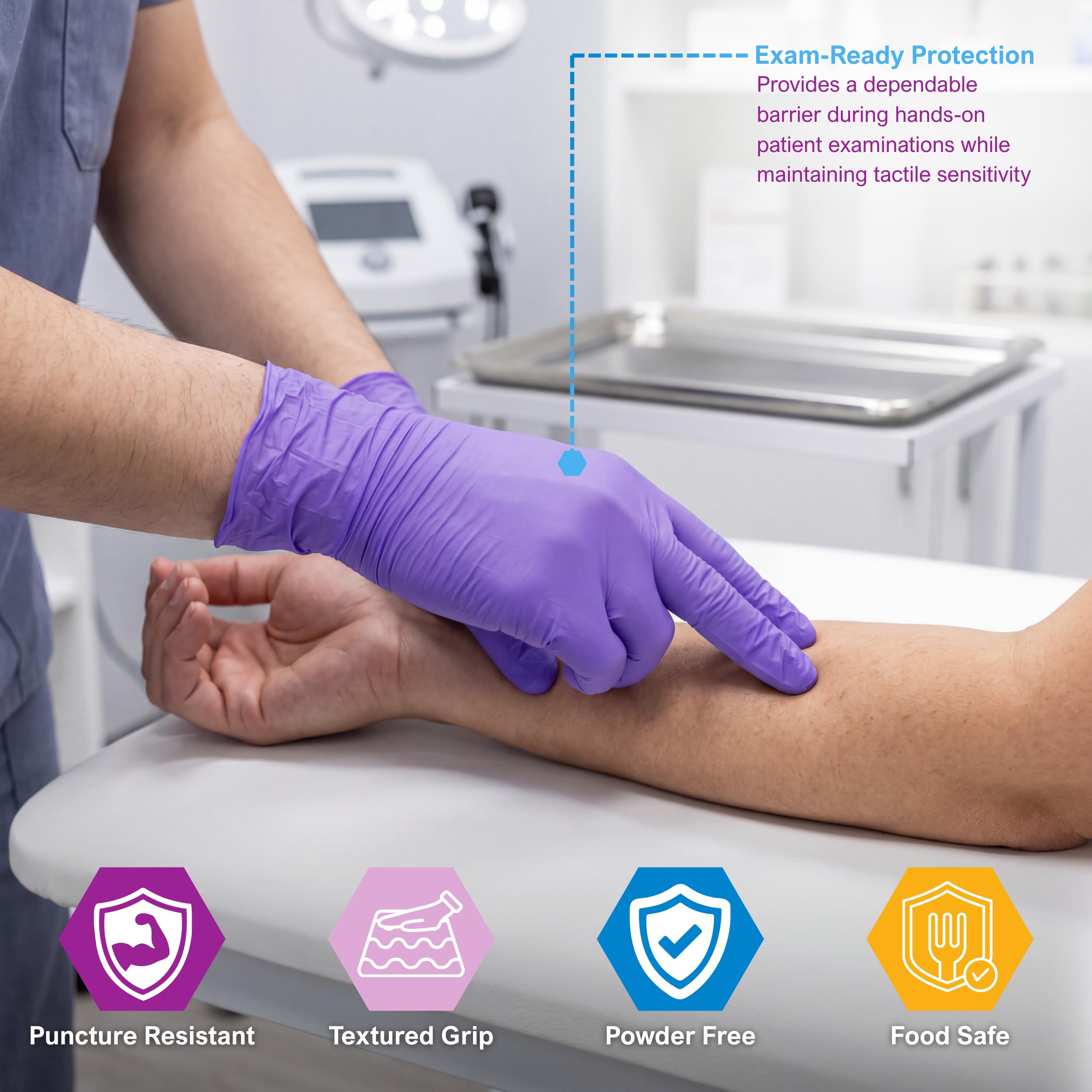 Iris blue MedPride powder-free nitrile exam gloves