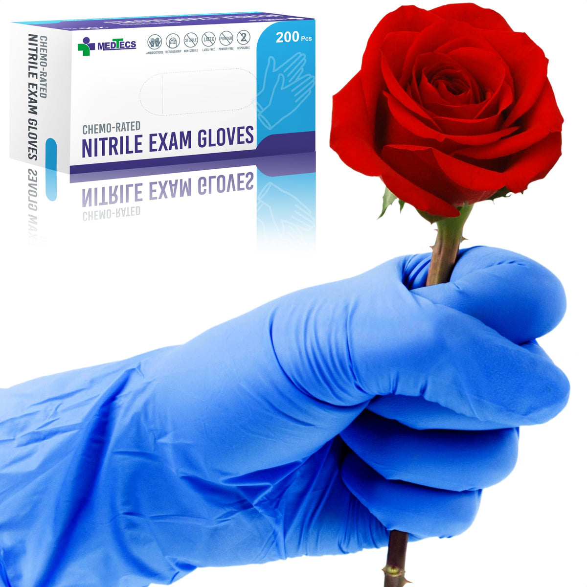 Medtecs nitrile gloves disposable 200pcs packaging