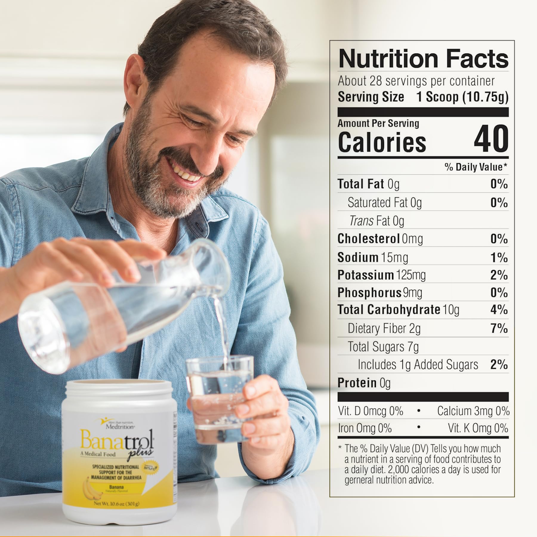 Banatrol Plus prebiotics medical food label