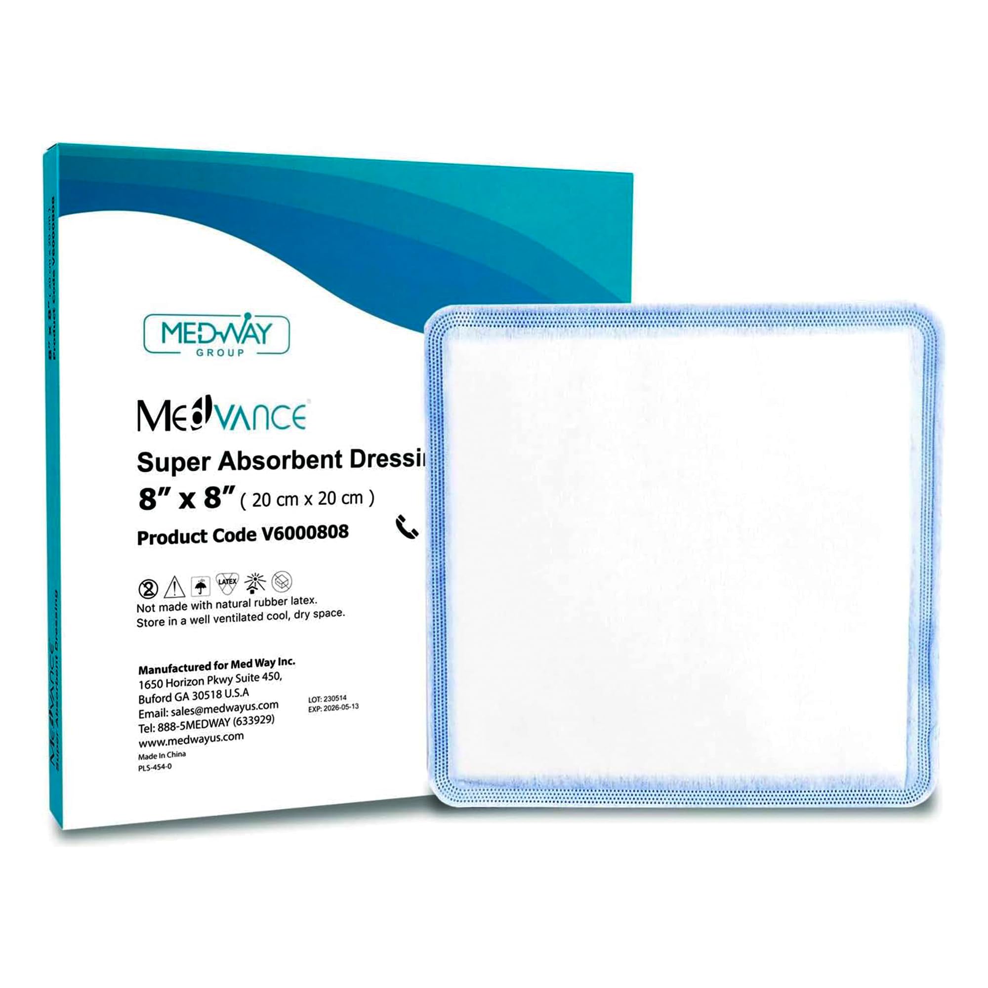 MedVance Super Absorbent Wound Dressing 8x8 non-adhesive pads