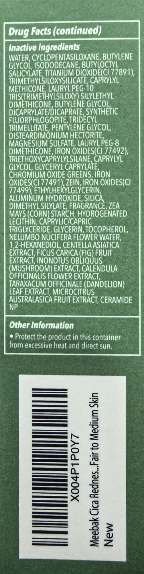 Meebak soothing Centella Asiatica Ceramides ingredients