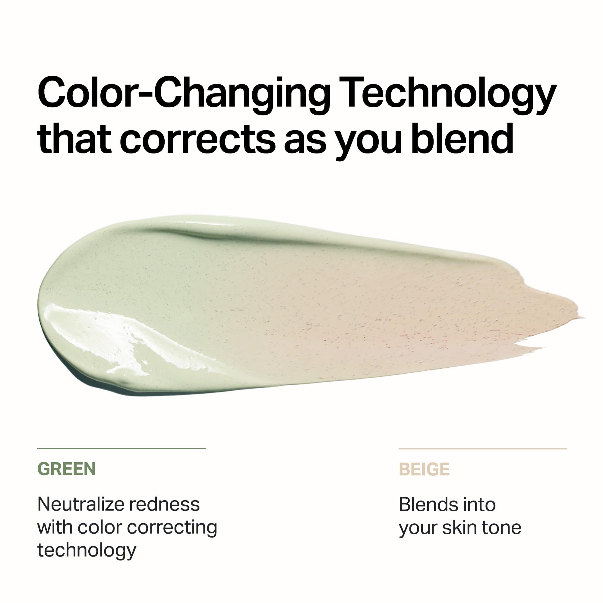 Meebak green tint blending with skin tone swatch