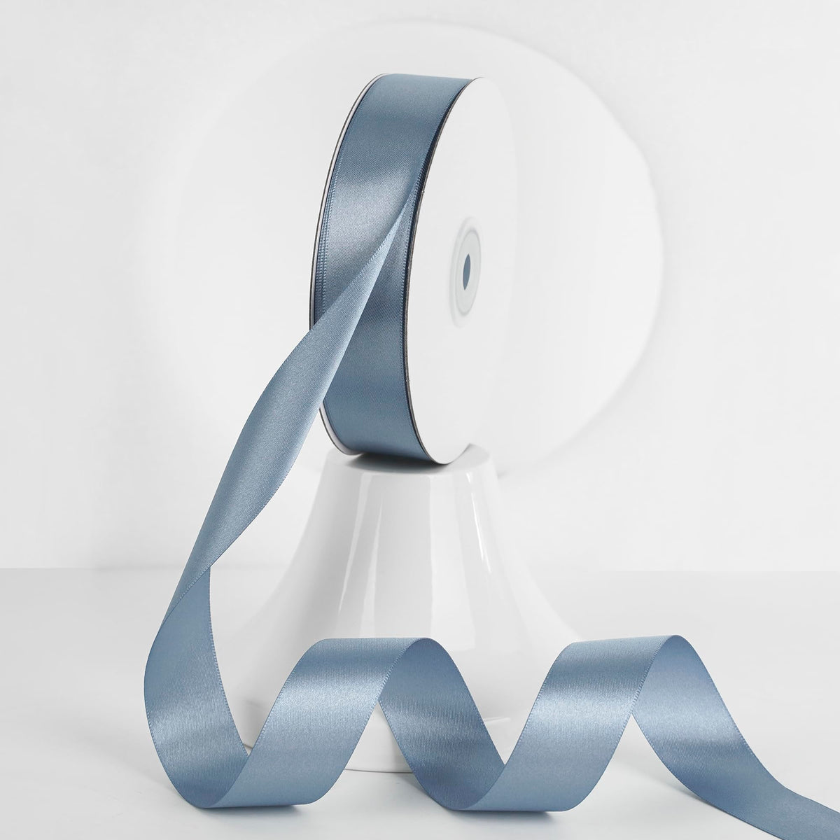 MEEDEE dusty blue ribbon 1 inch double faced satin