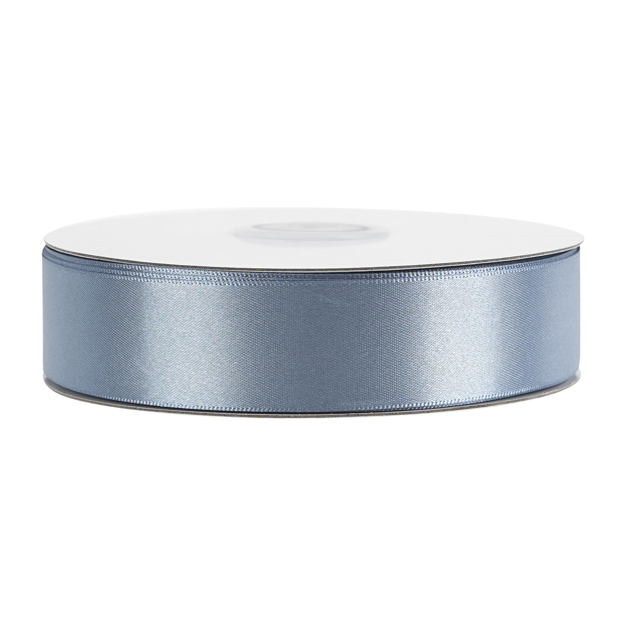Dusty blue ribbon close-up showing satin finish