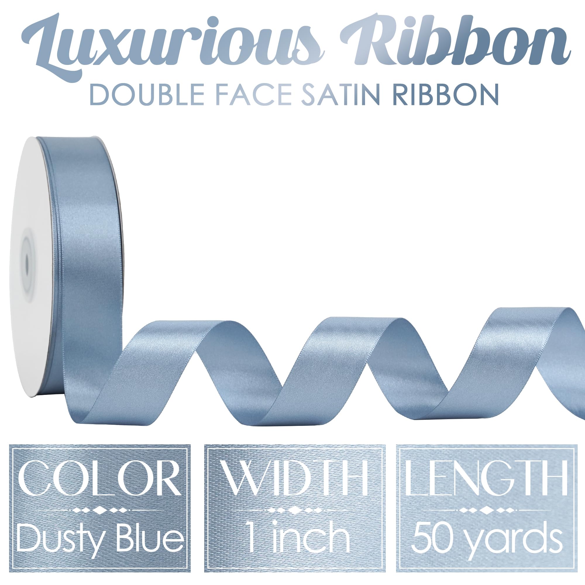 Dusty blue satin ribbon 1 inch wide 50 yards length