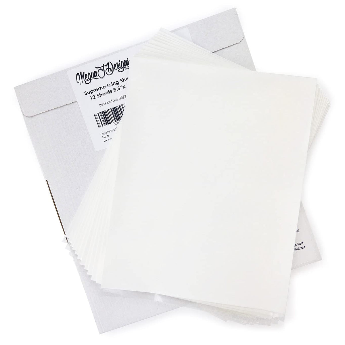 MeganJDesigns Supreme Icing Sheets 12 Pack packaging