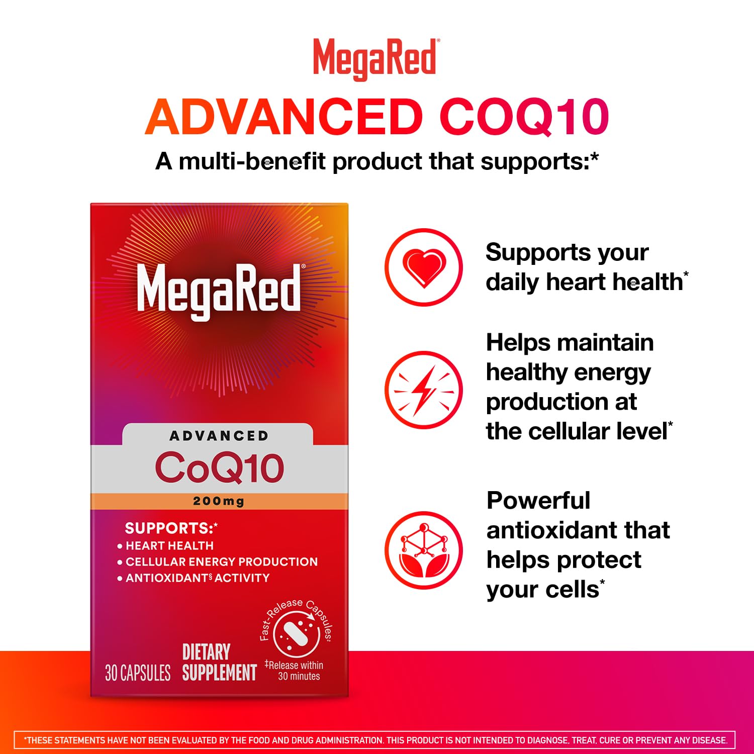 MegaRed advanced CoQ10 packaging label